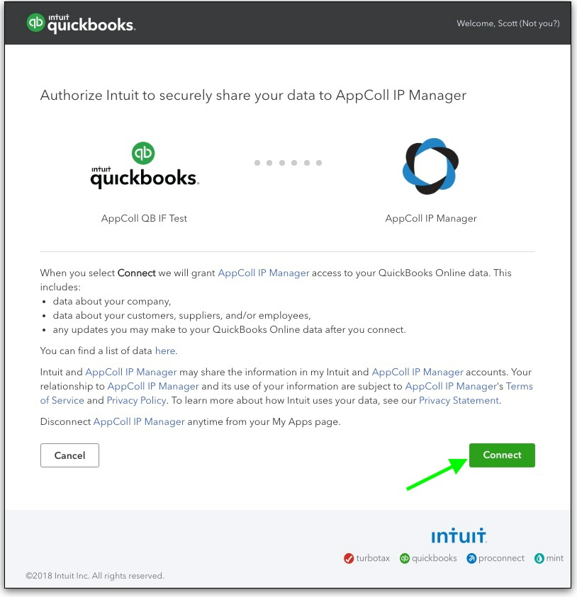 AppColl Manage Invoices page with the QuickBooks button used to send invoices to QuickBooks Online